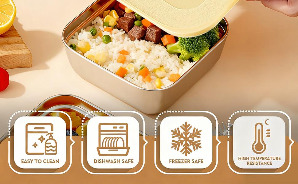 Littleox 3 Pack 304 Stainless Steel Lunch Box Leakproof Food Storage Metal Snack Containers Reusable Sauce Cups Portion Control Containers for Office Travel Meal Prep