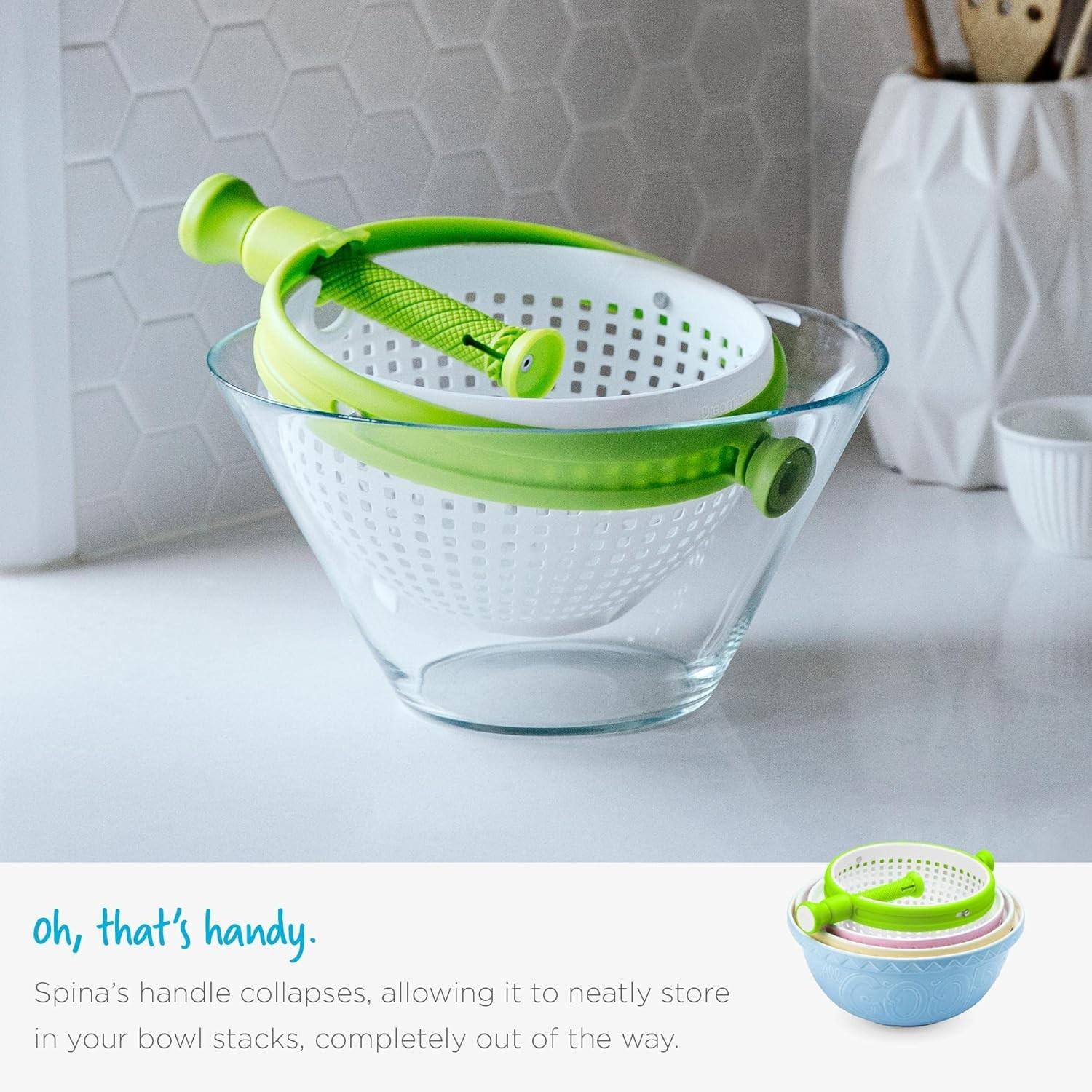 Rotating Salad Spinner, Kitchen Vegetable Washer Centrifugal Drain Basket, 2-In-1 Foldable Salad Dryer Strainer/filtration Bowl