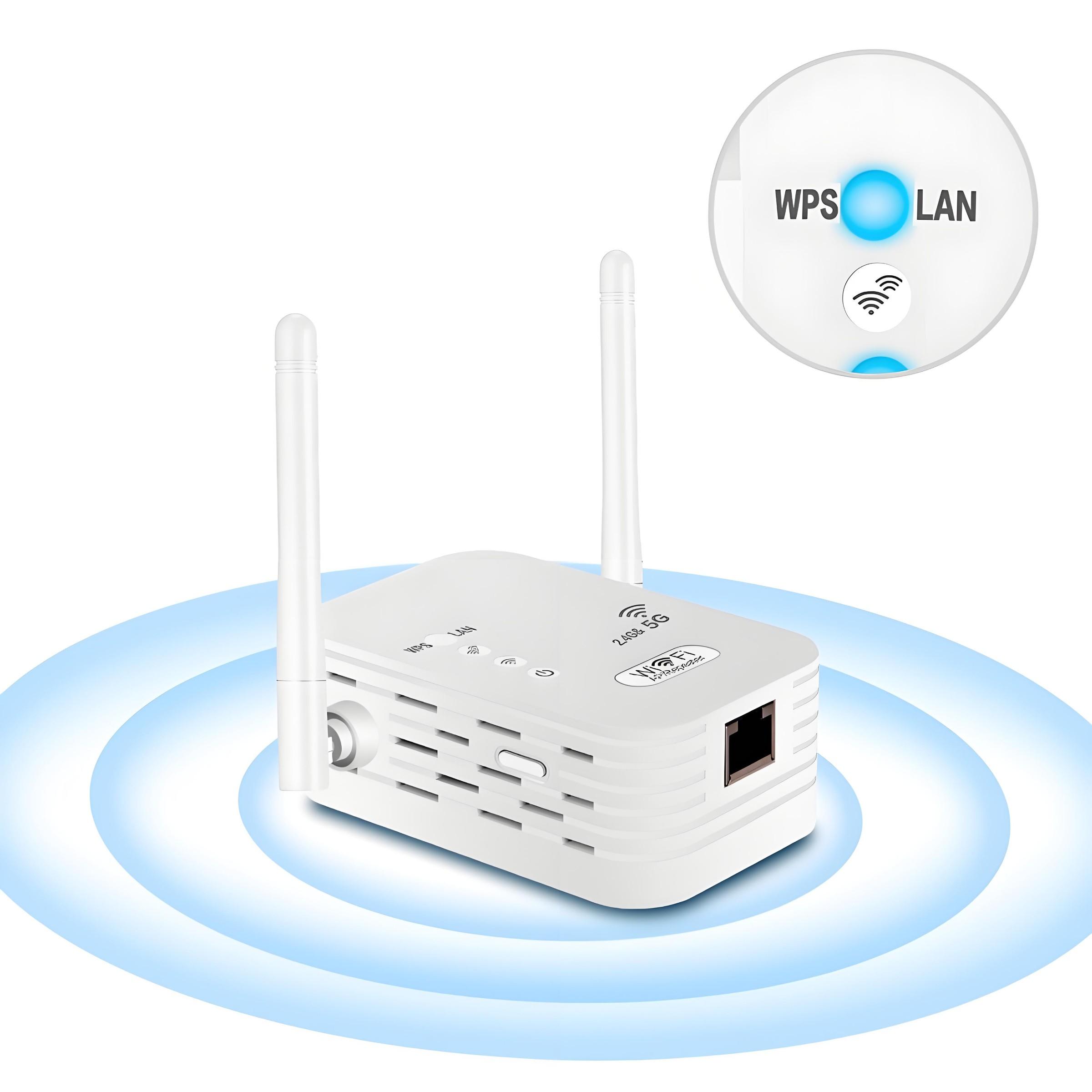 WiFi Extender Internet Signal Booster, 2.4&5g Wireless Repeater, 6000 Sq.ft Coverage, Ethernet Port, 1-Key Setup, Long Range for Home, 35 Devices