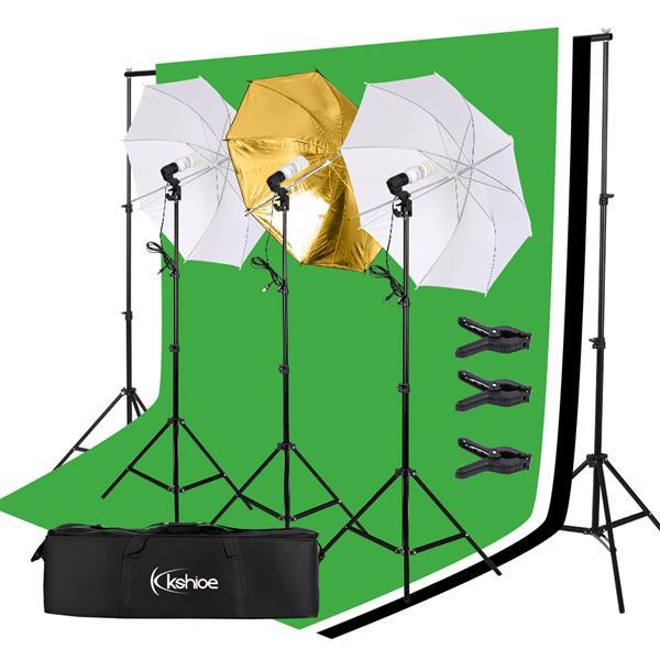Photography Lighting Kit, 6.5x10feet/2x3m Backdrops Stand Support System, 5 in 1 reflectors, 1600w 5500k Umbrellas Softbox Continuous Lighting Kit for Portrait, Product and Video Shooting