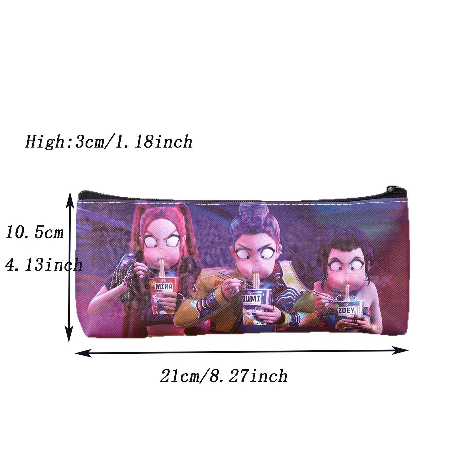 Kpop Hunter Girl Group Pencil Case, Cute Student Large Capacity Stationery Bag, PU Single Layer Storage Bag, School Supplies Organizer
