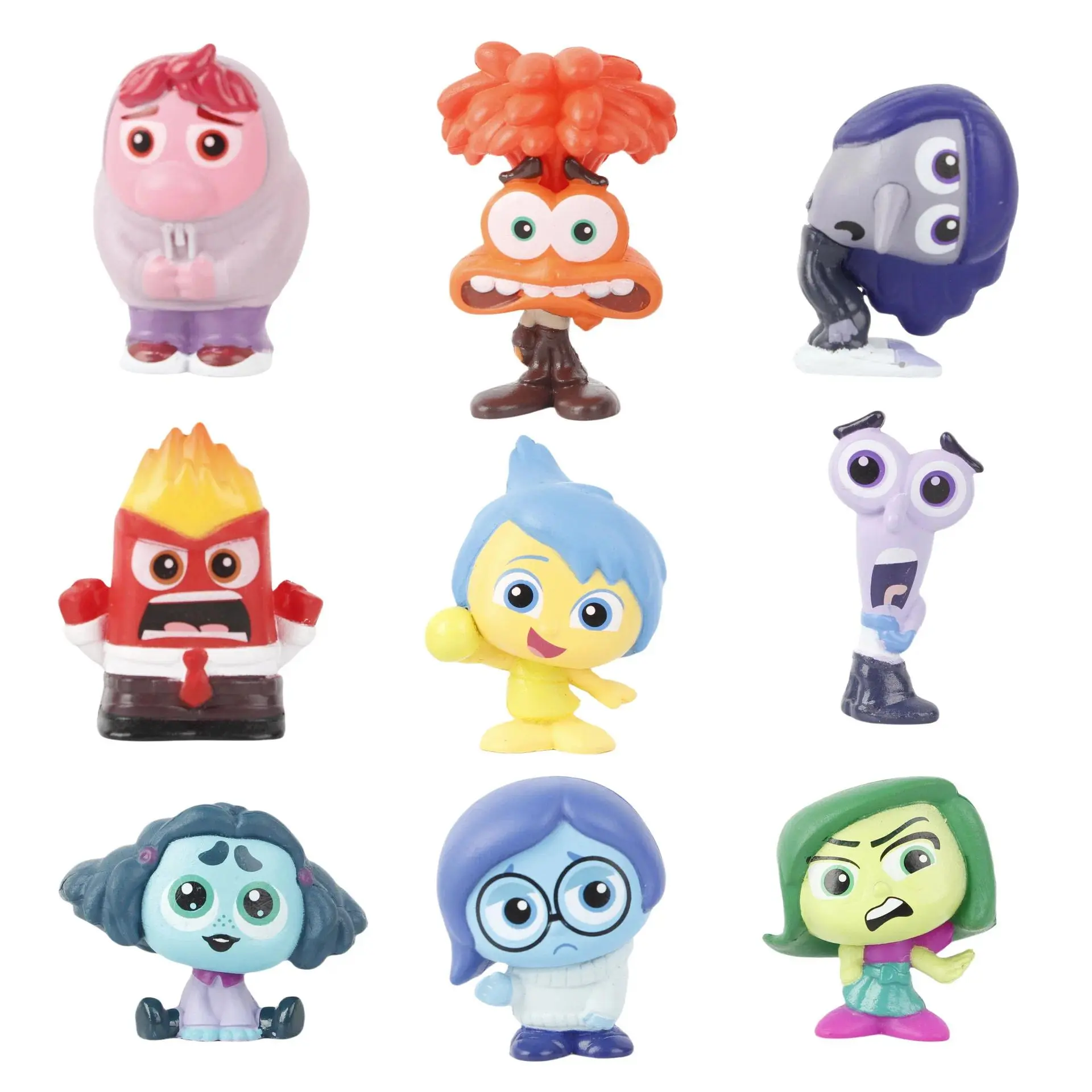 9PCS Mini Inside Out 2 Action Figure Toy Cartoon Movie Joy Anxiety Anger Sadness Disgust Fear Model Doll Figurines Kids Gift