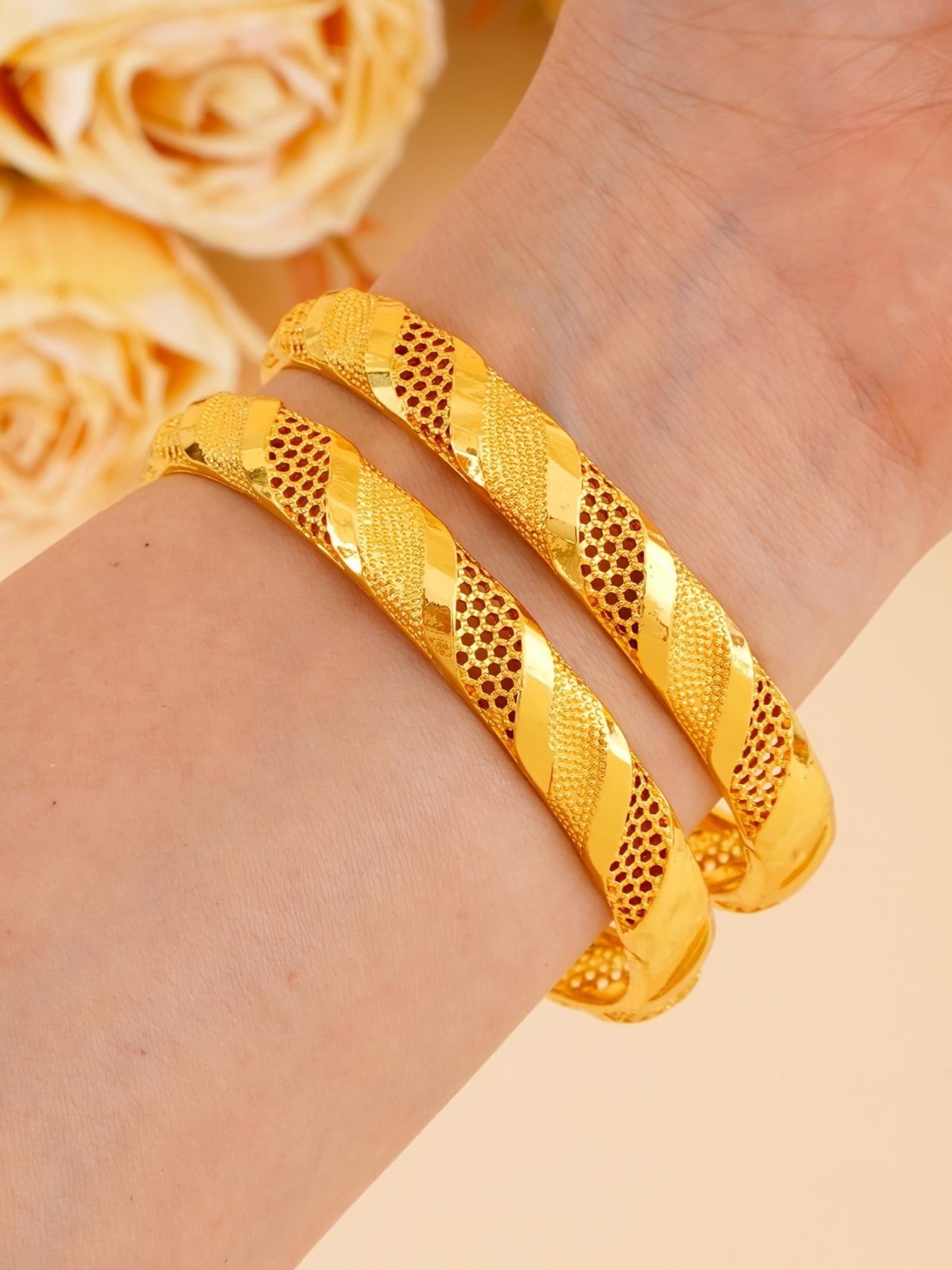 Dubai Gold Plated Women's Fashion Cuff Bracelet, Handmade Ethnic Style, Luxury Wedding Bangle, African Nigerian Bridal Jewelry