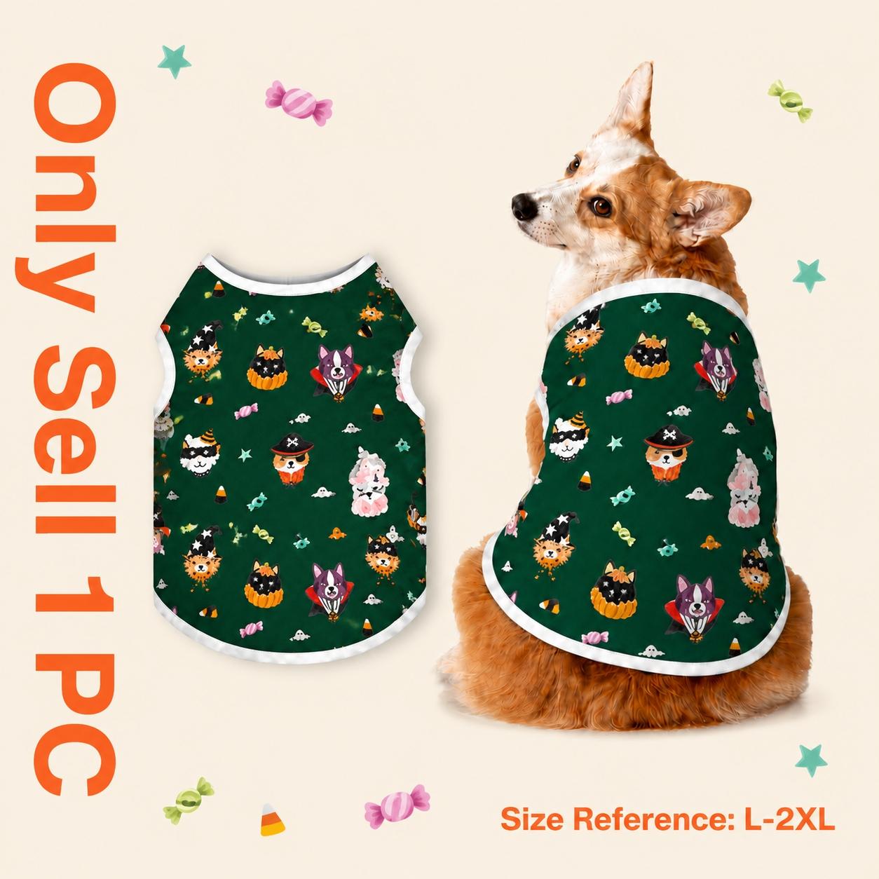 Halloween dog clothes, cool touch pet T-shirt, lightweight breathable puppy vest, festive apparel with a cooling sensation, soft, washable and durable pet outfit for medium and large dogs.