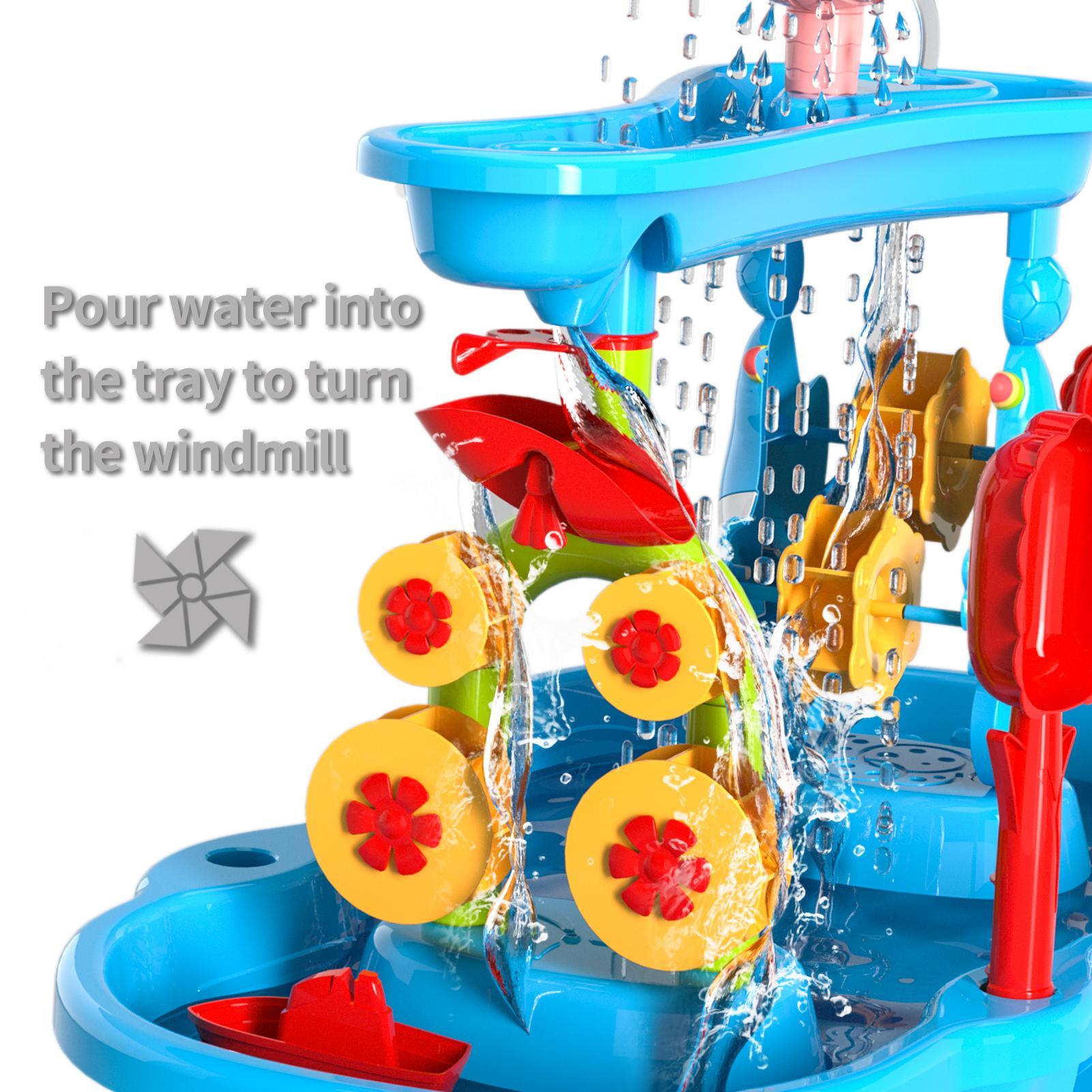 3 Tier Sand and Water Table Summer Outdoor Play Set Beach Surf Soaking bath Toy  Backyard Birthday Holiday Christmas Gift for kids