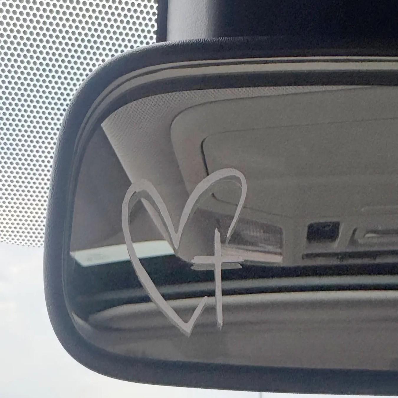 4-Piece Heart and Cross Car Rear View Mirror Stickers, Vinyl Cut Decals, Universal Car Exterior Accessories, Automotive Decorations