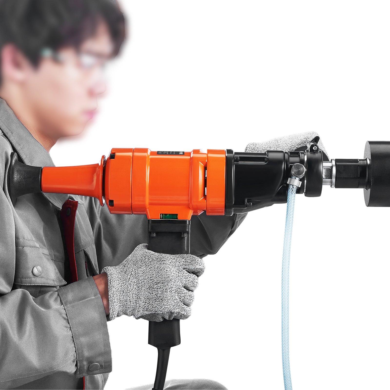 【Summerfinds】VEVOR Diamond Core Drilling Machine, 4in Handheld Wet Concrete Core Drill Rig, 1100-2400RPM Two Speed & 1-1/4" Thread & 2 Bubble Levels, 3-4in Drilling Diameter for Concrete Brick Block Stone, 1500W