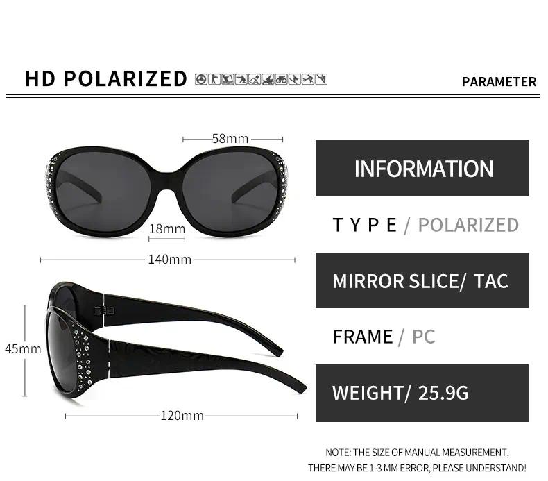 Women's 2-Pack Retro Polarized Casual Sunglasses - Rhinestone Decor, Elegant Patterned Temples, Full UV400 Protection, Ideal Decorative Eyewear for Daily Casual Wear & Summer Use, Rhinestones