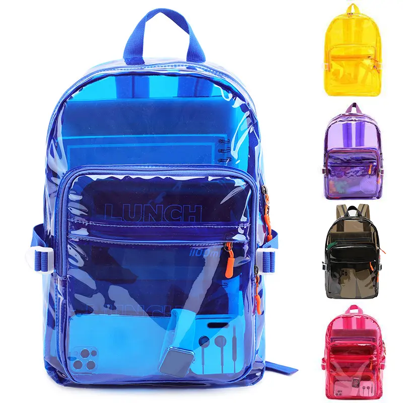 Heavy Duty Clear backpack See Through Transparent Daypack, Large Capacity Clear Bag PVC Backpack for College, Heavy Duty Clear Backpack for Stadium Events Transparent Backpack, Clear Bag for Women, Cute Clear Plastic Bag for Work, Concerts, Travel