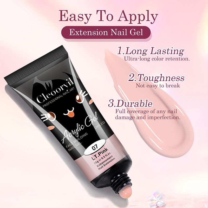 Poly Nail Extension Gel Kit Starter-3 Colors Skin Tone Nude Brown Series Builder Nail Gel All In One Kit With 6W Nail Lamp And Complete Poly Nail Art Tools For Beginner Gifts