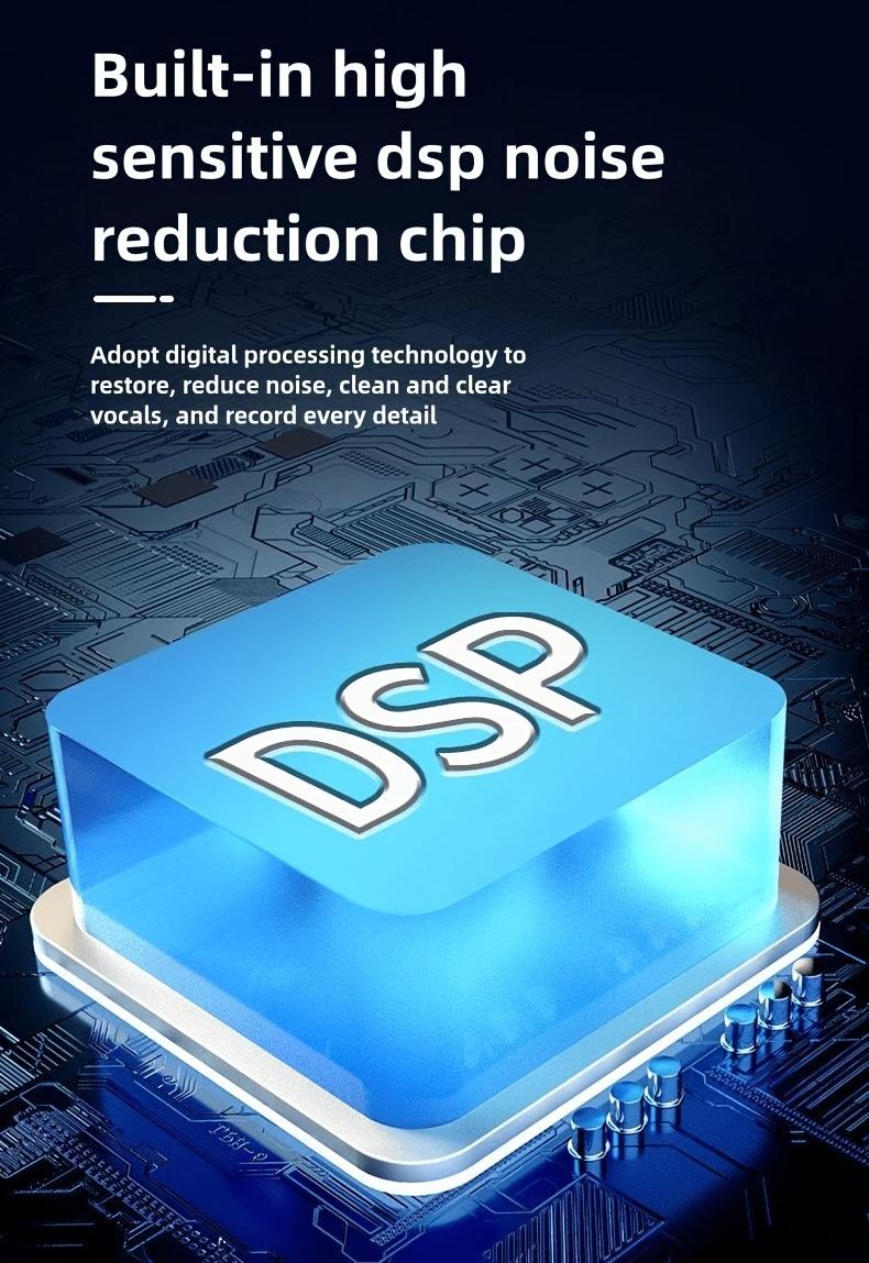 Professional Wireless Lavalier Microphone with Intelligent Noise Reduction 360° Omnidirectional Condenser Windscreen for Recording Live Streaming Podcasting Bluetooth Android