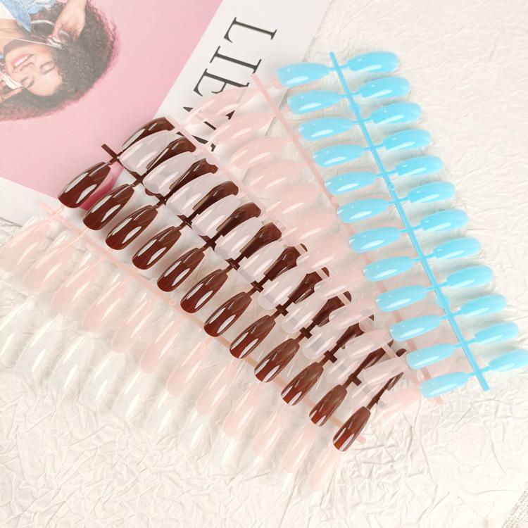 Extra-long trapezoidal fake nail patches, uncoated UV nail tips, 24-piece set of solid color press-on nails, Red Press on Nails Glossy Almond Shape Fake Nails Valentines Day Nails for Women