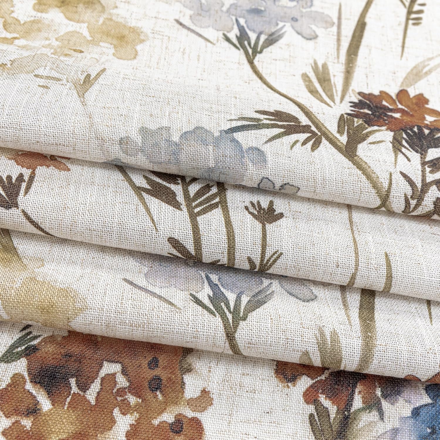 Floor to Ceiling Linen Floral Curtains 95 Inch Length 2 Panels Set Semi Sheer Light Filtering Farmhouse Flower Print Patterned Window Grommet Curtains for Living/Dining Room, Yellow, 2 Pcs
