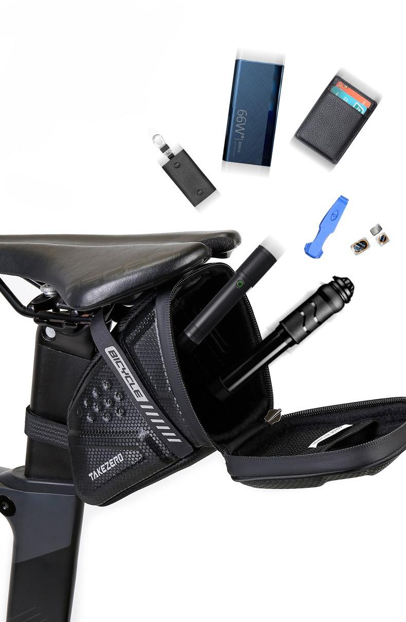 TAKEZERO EVA hard shell waterproof bike saddle bag Seat bag Bike bag under seat 1 litre Bike tail bag Bike Rear bag Bike riding Accessories Storage bag Bike wedge bag Mountain road bike