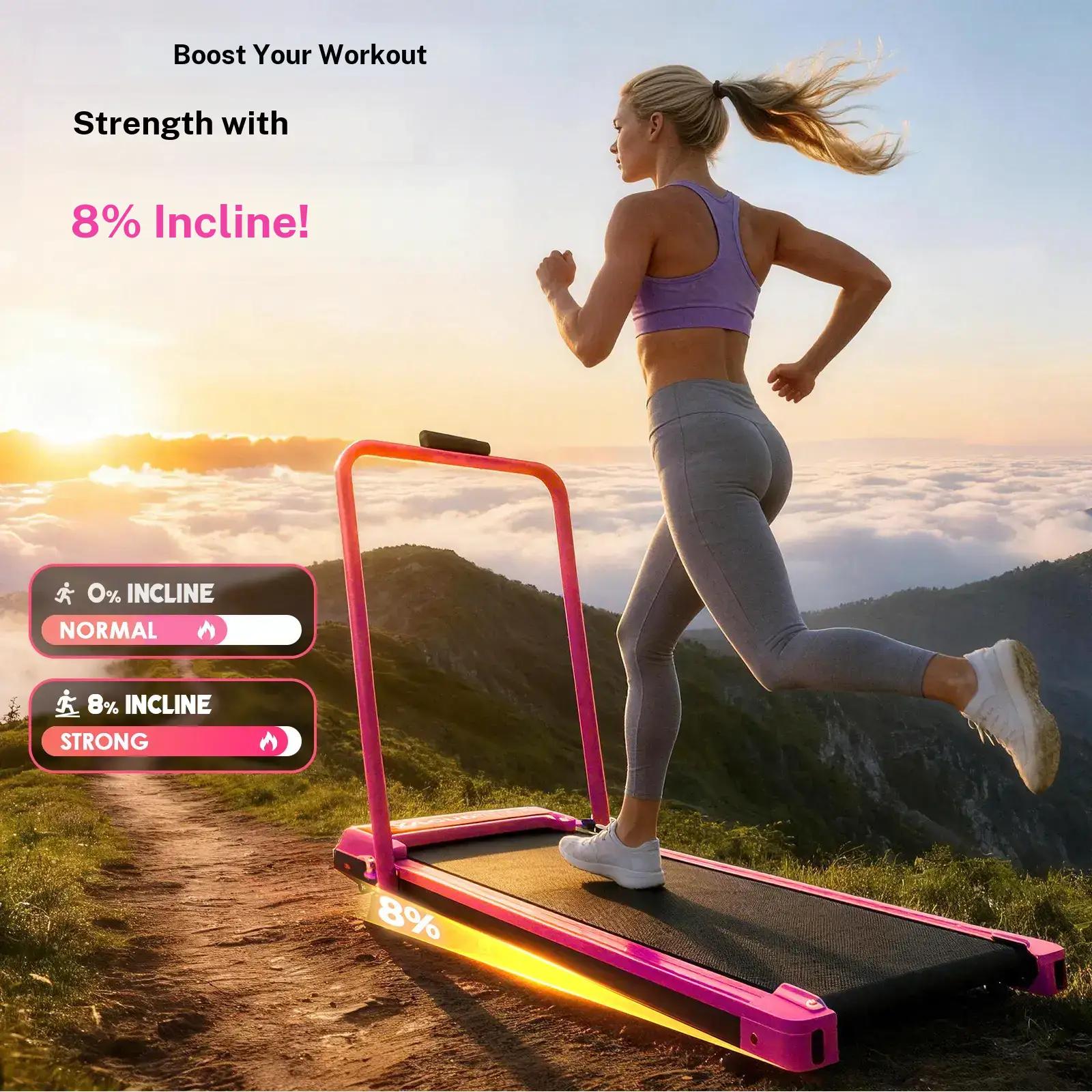 【Summervibes】 YAGUD Foldable Adjustable Incline Treadmill, Low Noise Motor Walking Pad, 265lbs Weight Capacity, Remote Control & Wheels for Easy mobility, Dual Shock Absorption System Home Gym Equipment, Home Workout Equipment