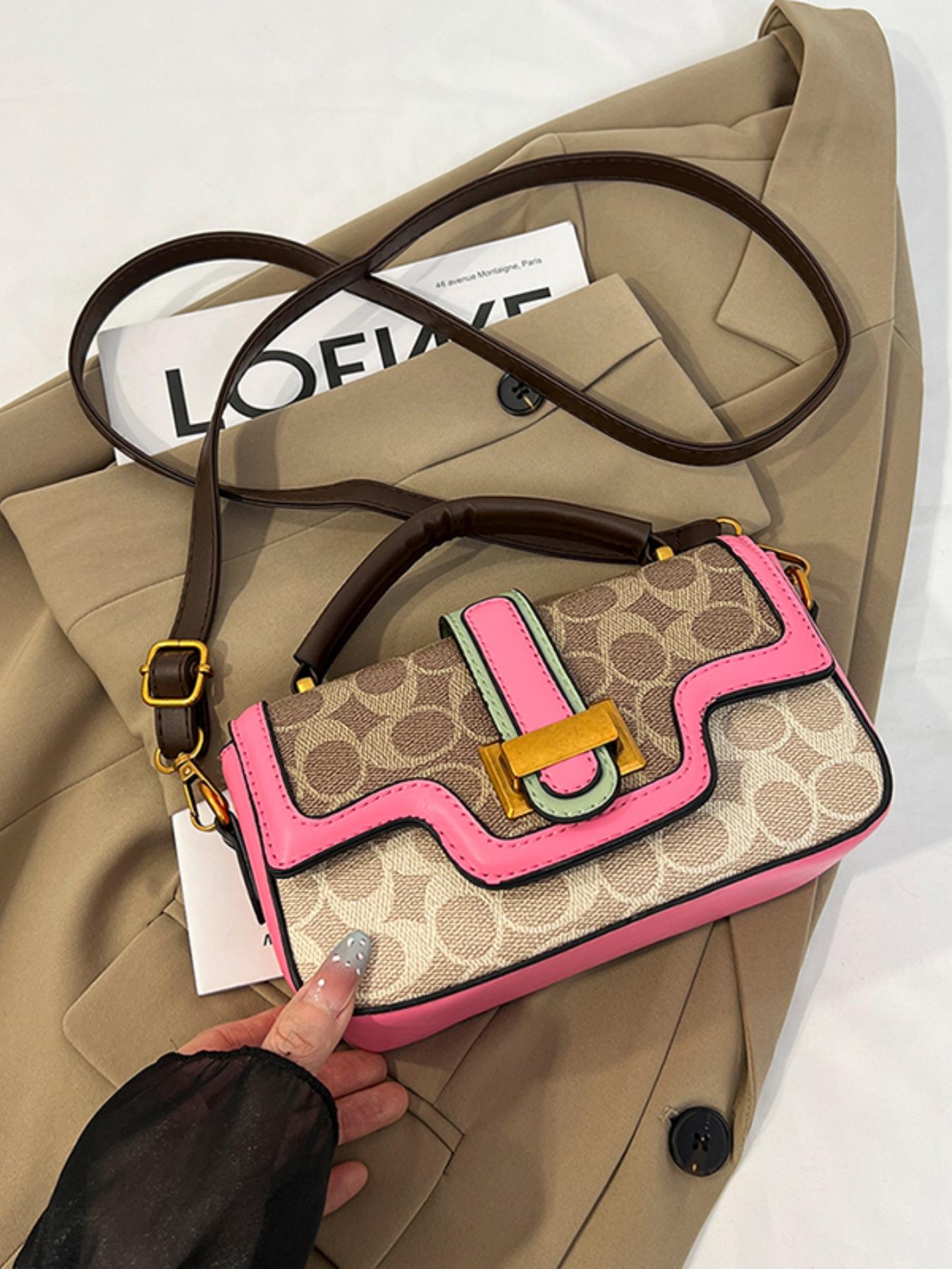 Compact Yet Spacious Bag, Short Handle & Adjustable Straps, Perfect for Commuting/date/walking, Leather Patchwork & Metal Buckle, Versatile Color