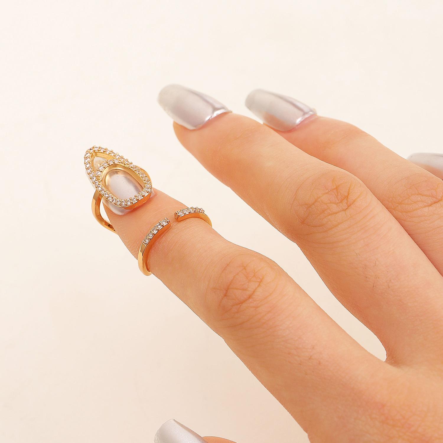 New Zircon Inlaid Nail Ring for Women Personalized Detachable Finger Ring Trendy Fashionable Jewelry Accessory Sparkling Beautiful Rings