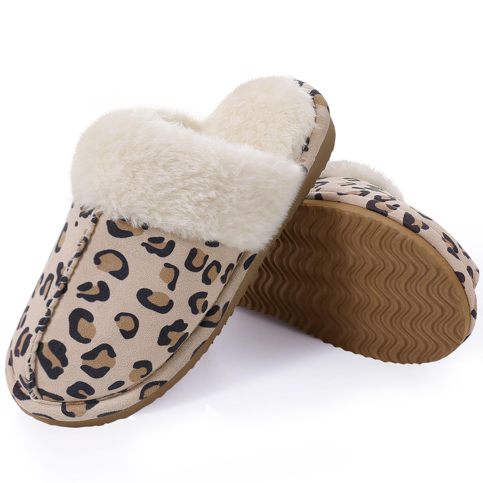 KIDMI Women's Fuzzy Slippers Memory Foam Slippers Waterproof upper Autumn Winter House Shoes Indoor and Outdoor Slippers Trendy Fluffy Bedroom Slides Plaform Short Plush Slippers Warm Walking Shoes
