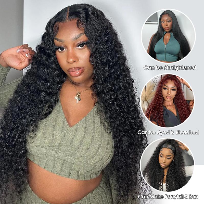 13x5 Deep Wave HD Lace Front Wigs Human Hair 220% Density  Deep Curly Frontal Wigs for Black Women Pre Plucked with Baby Hair