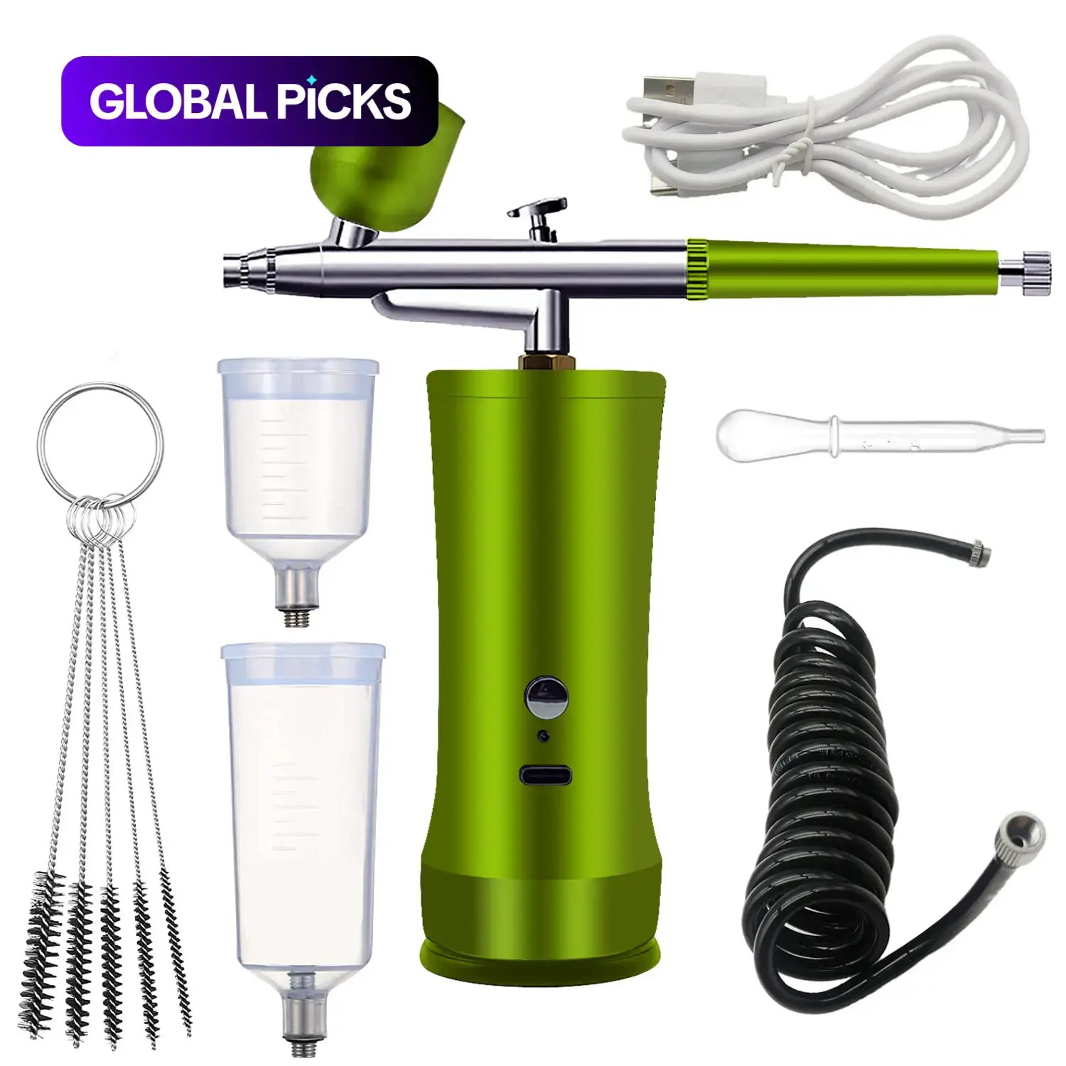 Rechargeable Handheld Airbrush Kit, Portable Air Brush for Nail Art, Facial Makeup, DIY Painting, Cake Decorating, Multi-functional Gun Set, Cordless Airbrush Kit #GLOBAL PICKS
