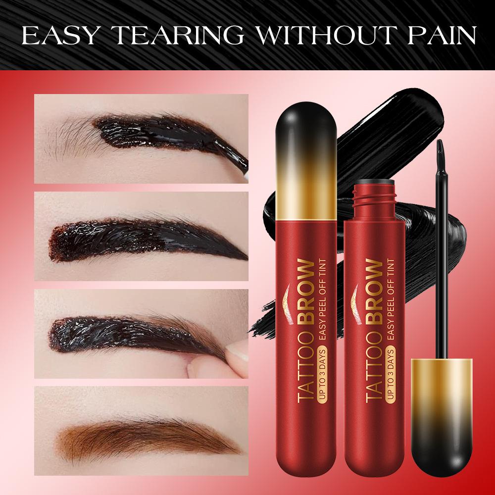 Peel-off Eyebrow Gel, Semi-permanent Brow Tint, Waterproof and Sweat-resistant, Long-lasting Color, Natural & Voluminous Brow Shape, Easy Peel-off Removal, Creates 3D Wild Brows.
