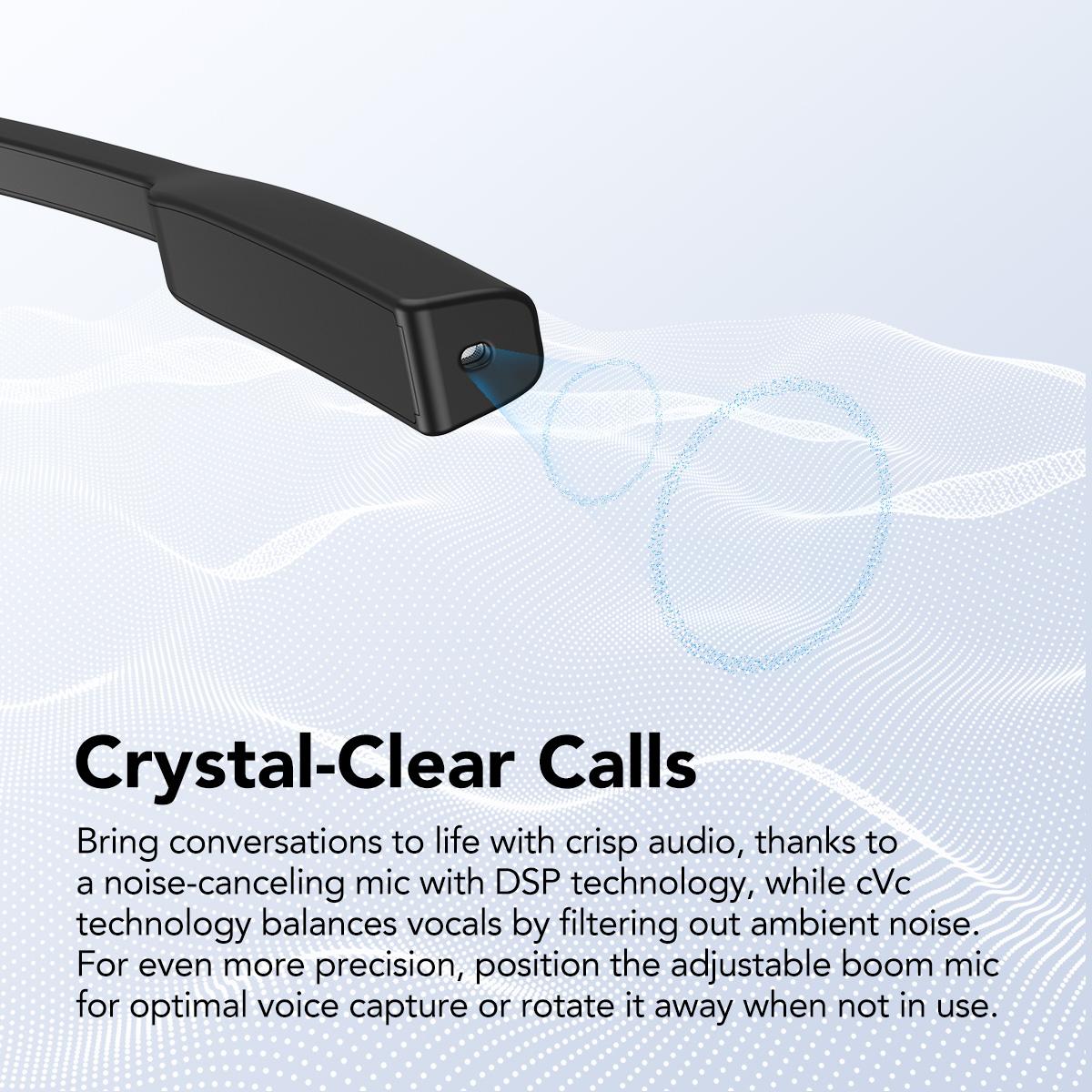 MINISO Open Ear Air Conduction Headphones Music Earphones Wireless Bluetoeth 5.4 Headset with Long Playtime Built-in ENC Mic Hi-Fi Sound Lightweight Earbuds for Home Commute Office Call Center Meeting Use