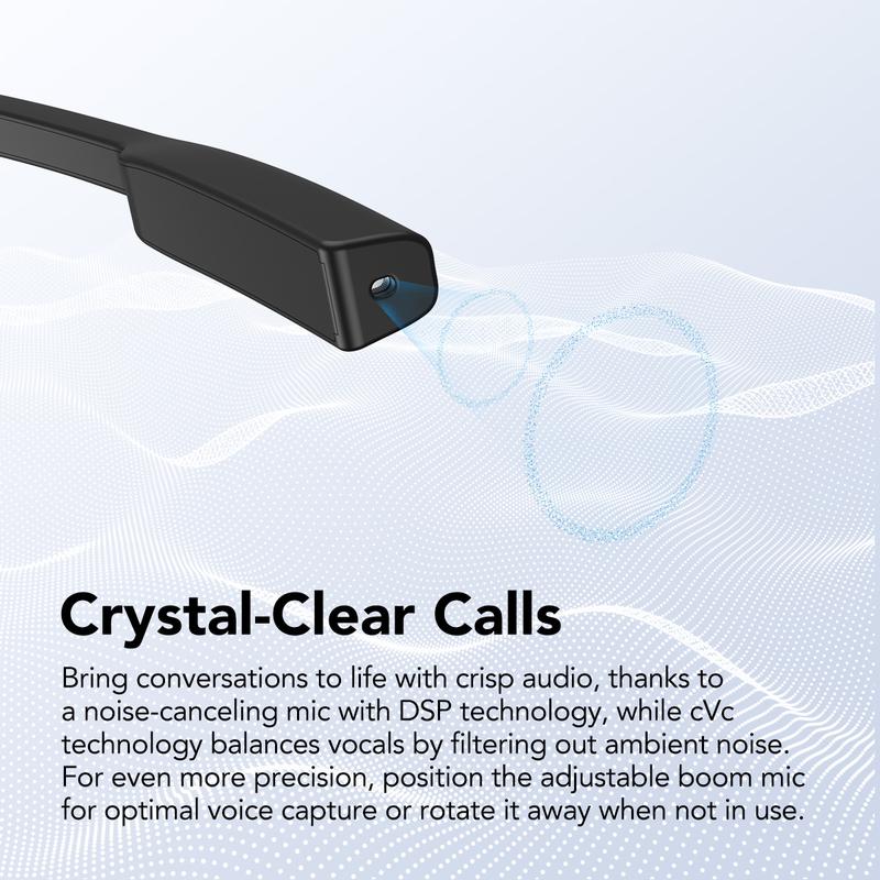 MINISO Open Ear Air Conduction Headphones Music Earphones Wireless Bluetoeth 5.4 Headset with Long Playtime Built-in ENC Mic Hi-Fi Sound Lightweight Earbuds for Home Commute Office Call Center Meeting Use