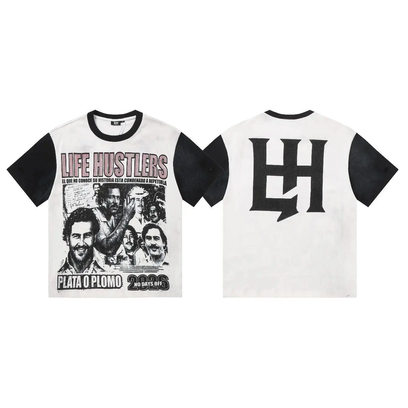 Unisex Life Hustlere Pure Cotton Vintage Washed Rhinestone Cropped Sports T-Shirt - Crew Neck, Short Sleeve, Y2K Hip Hop Oversized Loose Graphic Top for Summer Beach Party, Couple Streetwear