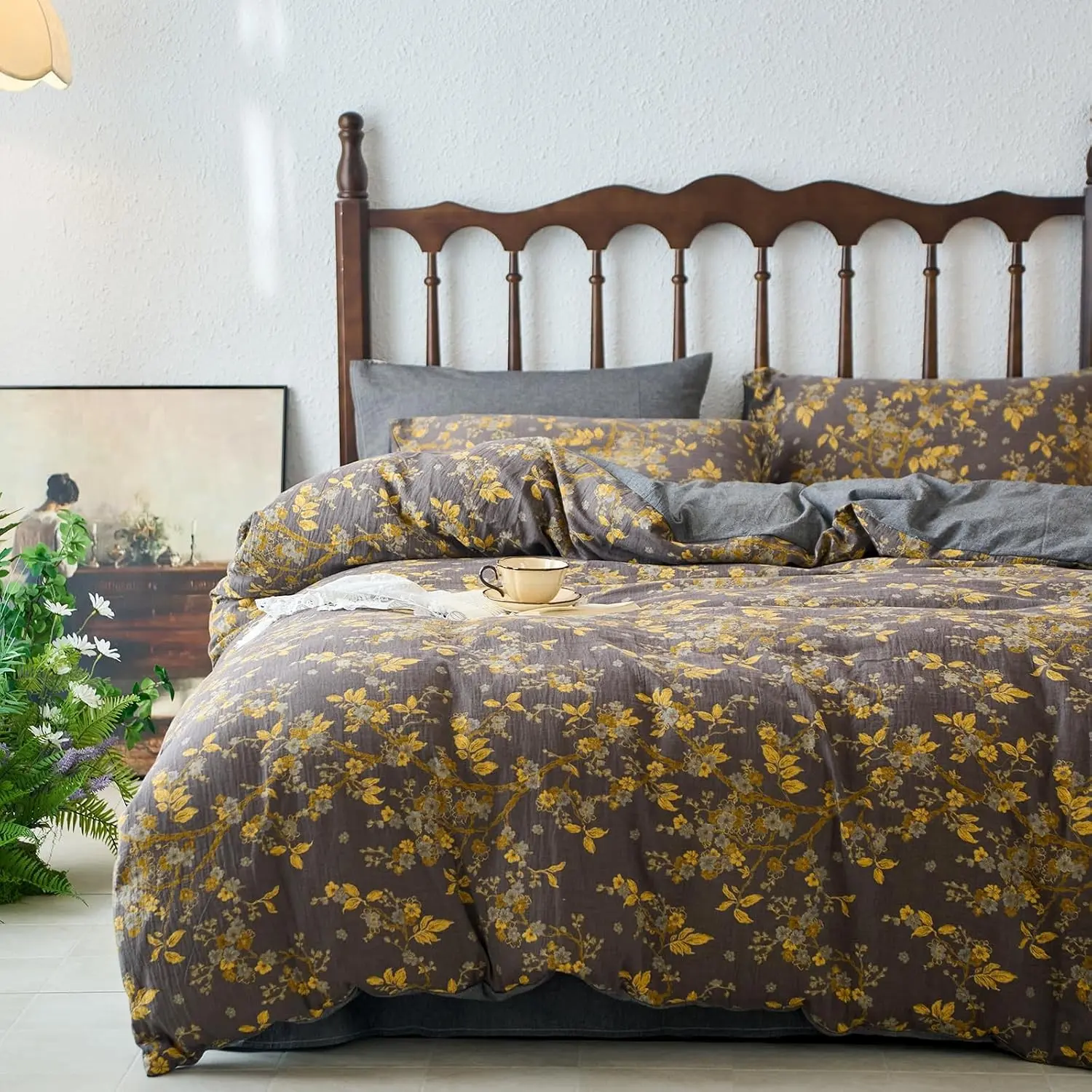 03 - Jacquard - Gold Floral&grey