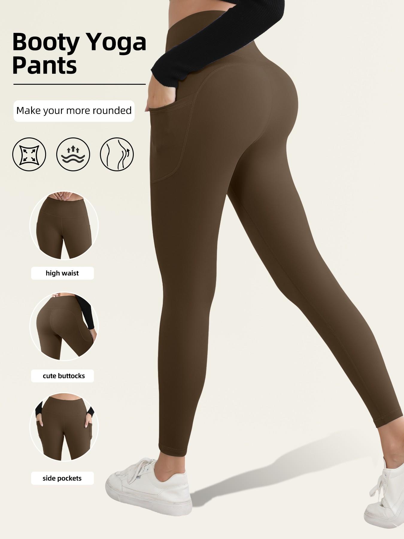 Women's High Waisted Yoga Leggings with Side Pockets, Comfortable Gym and Fitness Yoga Pants, Fashion Sportswear for All Seasons, Gym Sportswear Bottoms