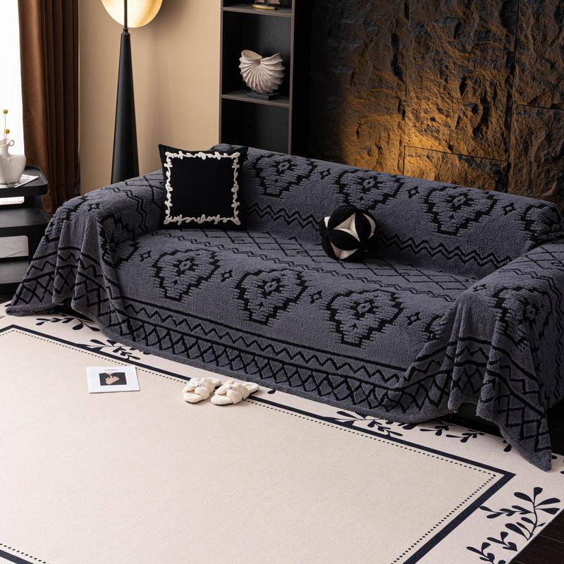 Geometric Pattern Sofa Cover, 1 Count Soft Dustproof Slipcover to Protect Couches in Living Room & Office, Home Decor