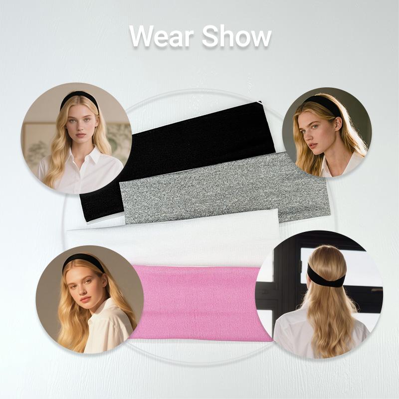 4 Pieces Minimalist Sporty Solid Color Hair Band, Elastic Wide Headbands - Solid Color Headscarf Style, Elastic Yoga And Exercise Straps, Summer 2024 Hair Accessories for Women & Men, Yoga Headbands | Casual Headwear | Elastic Fabric