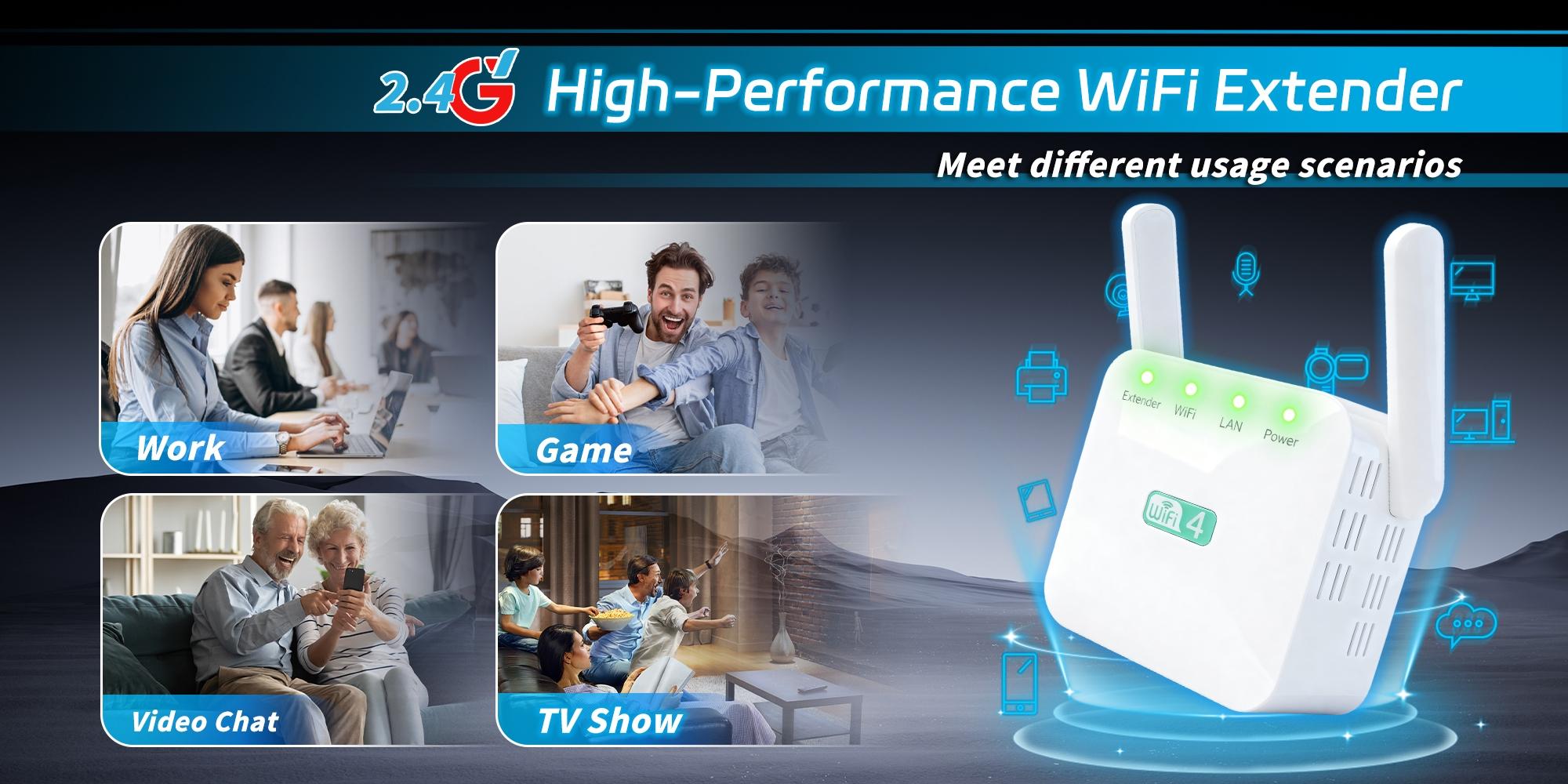 WiFi Extender,2026 Fastest WiFi Booster,300Mbps WiFi Extenders Signal Booster for Home and Office,WiFi Repeater with Ethernet Port Covers up to 5000sq. ft and 55 Devices,2.4GHz,Game Essentials