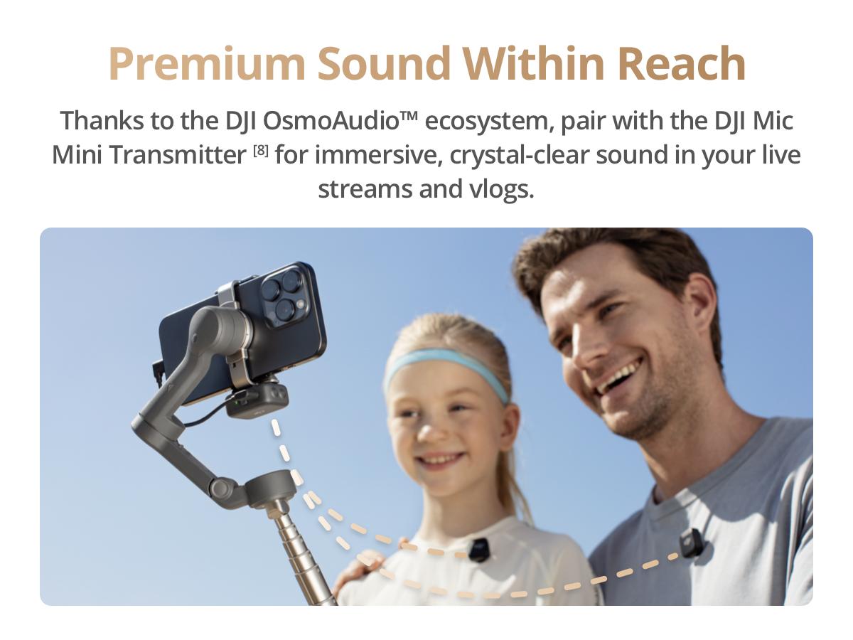 DJI Osmo Mobile 7P 3-Axis Gimbal Stabilizer, Built-in Extension Rod & Tripod, Native Tracking with Fill Light, One-Tap Edit, 10H Battery, Support Phone Charging for iPhone & Android