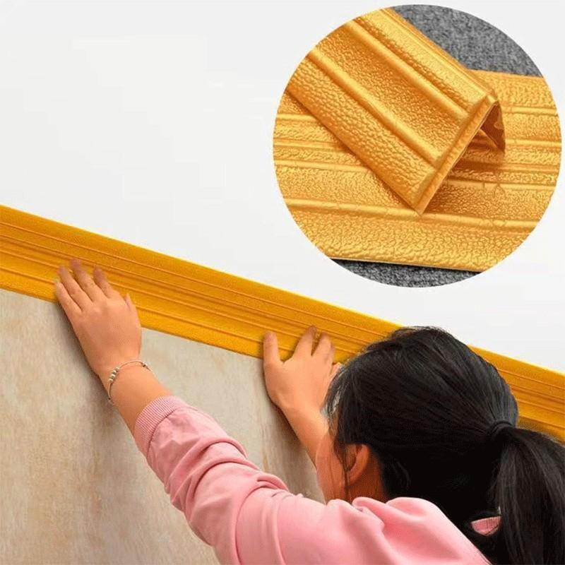 Flexible Thick Foam Peel & Stick Trim, Self Adhesive PVC Wall Border & Ceiling Molding, Removable Skirting Board Edge Strip for Window, Tile Splash Guard, Mirror Edge Home Decor