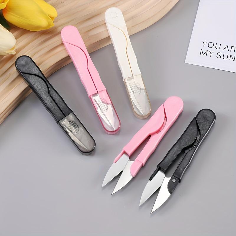 A Set of Scissors with Protective Cover, Comfortable ABS Handle and Sharp Blades Suitable for Sewing, Embroidery, Crafts and Office Tasks - White, Sewing Tools