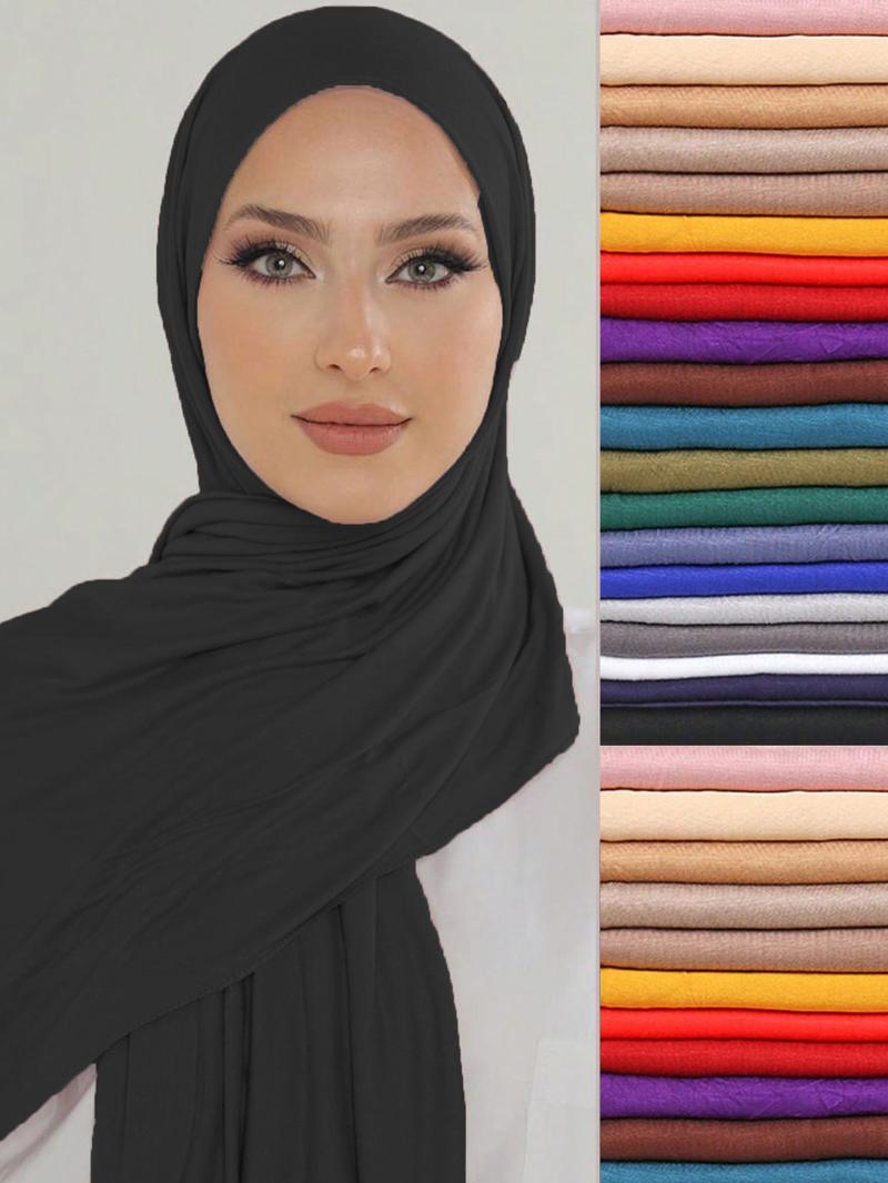 Women's Dopamine Fashion Color Palette Headscarf Turban Hijab, Soft Jersey Material, Elastic Design, Suitable for All Occasions, Plain Pattern