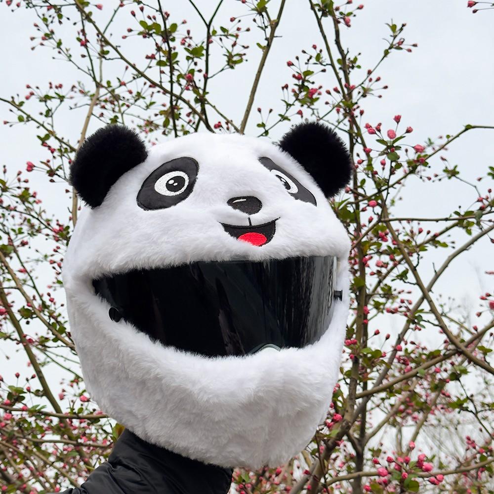 Cute Panda Motorcycle Helmet Cover, Soft Comfortable Easy to Wear, Prevents Helmet Wear, Ideal for Riding, Festive Parties