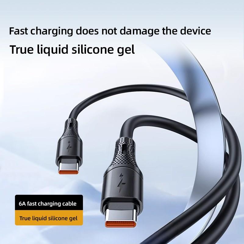 60w Dual Type-C Fast Charging Cable, Liquid Silicone Quick Charge Line for iPhone 17/16/15 Series, Samsung Xiaomi Huawei Phones