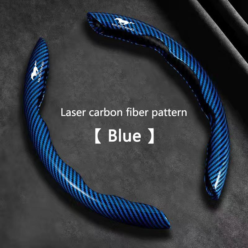 Carbon Fiber Car Logo Steering Wheel Covers, Decorative for Ford Mustang Explorer Edge Fusion Mondeo F150 F250 F350 F450 F550, Accessories