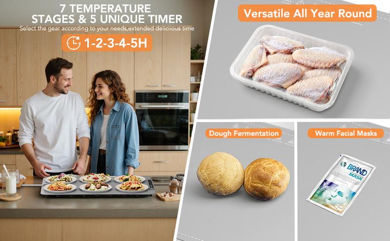 COWSAR Ultra-Thin Electric Food Warming Mat – Full-Surface Fast Heating with 3-Level Temp Control & Child Lock, Auto Shut-Off, Rollable Silicone Heat Pad for 6 Plates, Home, Party & Travel Use COWSAR Ultra-Thin Electric Food Warming Mat – Full-Surface Fast Heating with 3-Level Temp Control & Child Lock, Auto Shut-Off, Rollable Silicone Heat Pad for 6 Plates, Home, Party & Travel Use