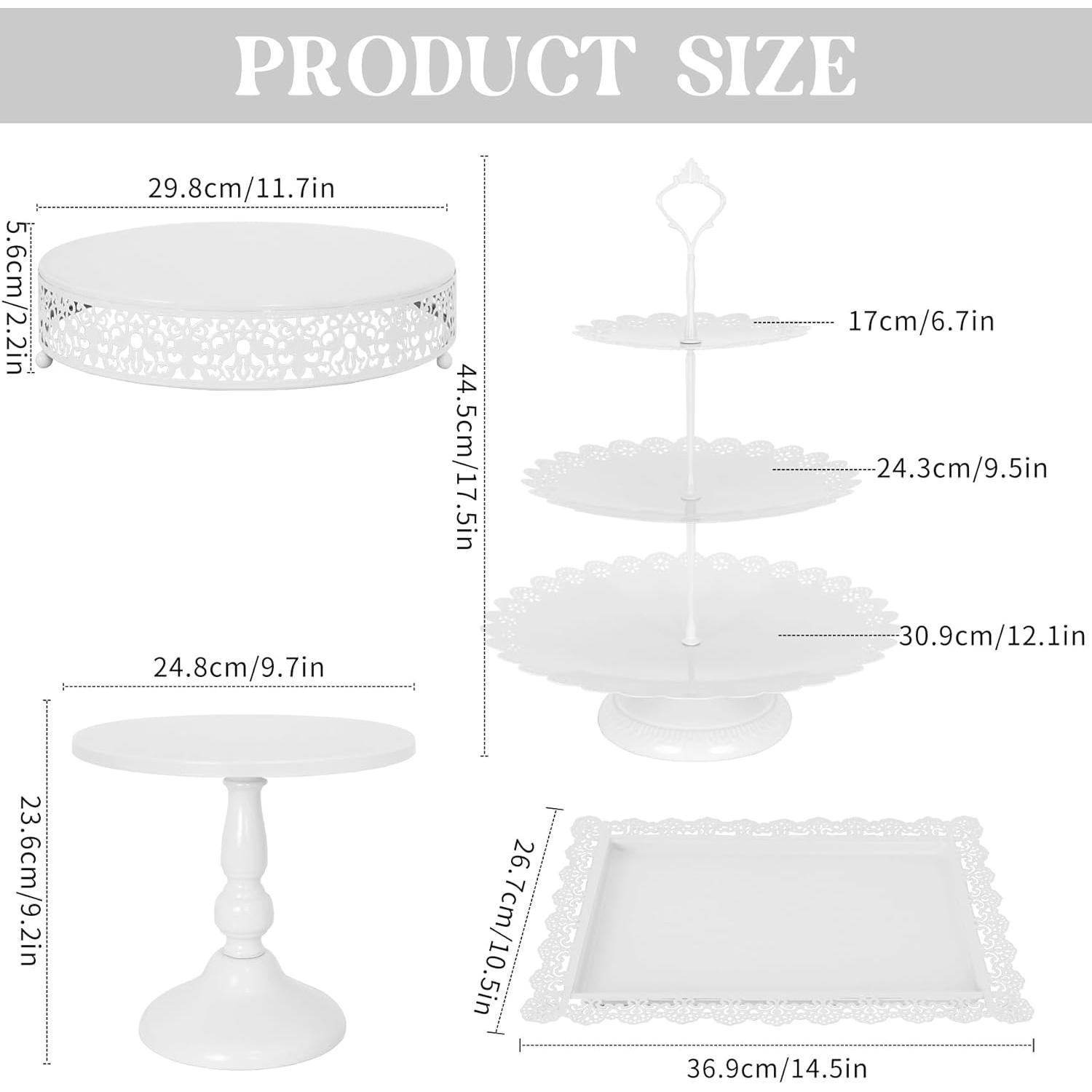 8 count Cake Stand White Metal Dessert Table Display Set, 3-Tier Cupcake Stand, Cake Display Tower and Cookie Tray Rack Serving Tray for Birthday Party, Weddings, Shower (White) 8 count Cake Stand White Metal Dessert Table Display Set, 3-Tier Cupcake Stand, Cake Display Tower and Cookie Tray Rack Serving Tray for Birthday Party, Weddings, Shower (White)
