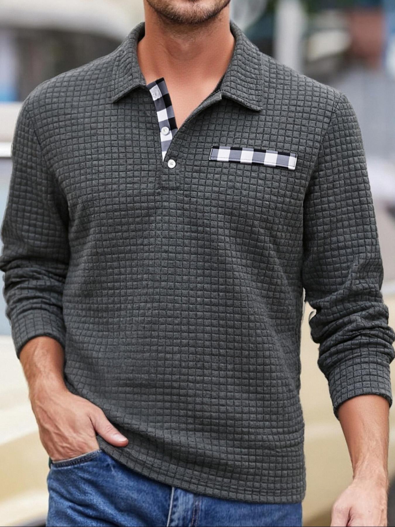 A new men's autumn and winter knitted crew neck long sleeve sweatshirt, suitable for daily wear, vintage half button design, casual and versatile trend simple pullover, is a must-have item in men's wardrobe.