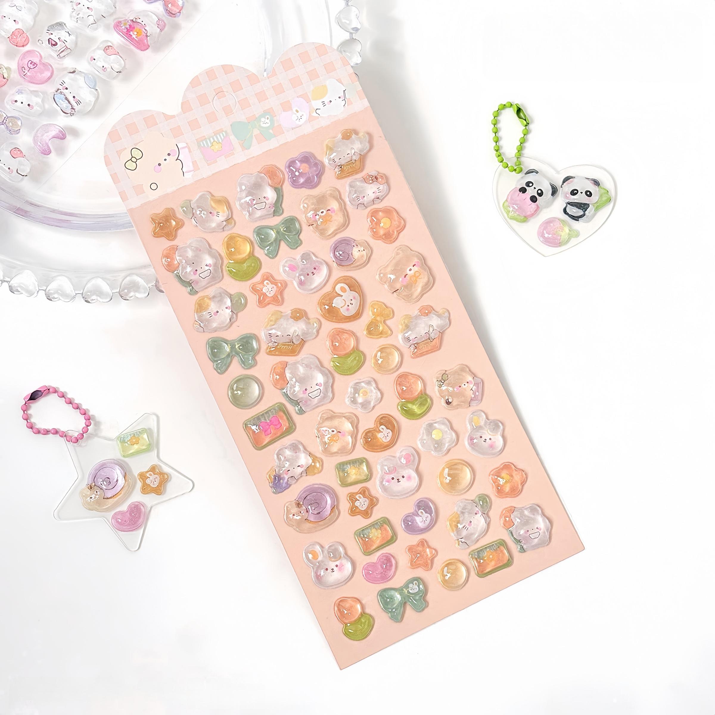 Cute 3D Kawaii Epoxy Stickers, Cartoon Panda Bear Rainbow Transparent Bubble Resin Stickers, Shiny Self Adhesive Decals for Journaling, Kaka Card, Phone Case, DIY Crafts, Kids Gifts, Aesthetic Korean Stationery Stickers, Accessories