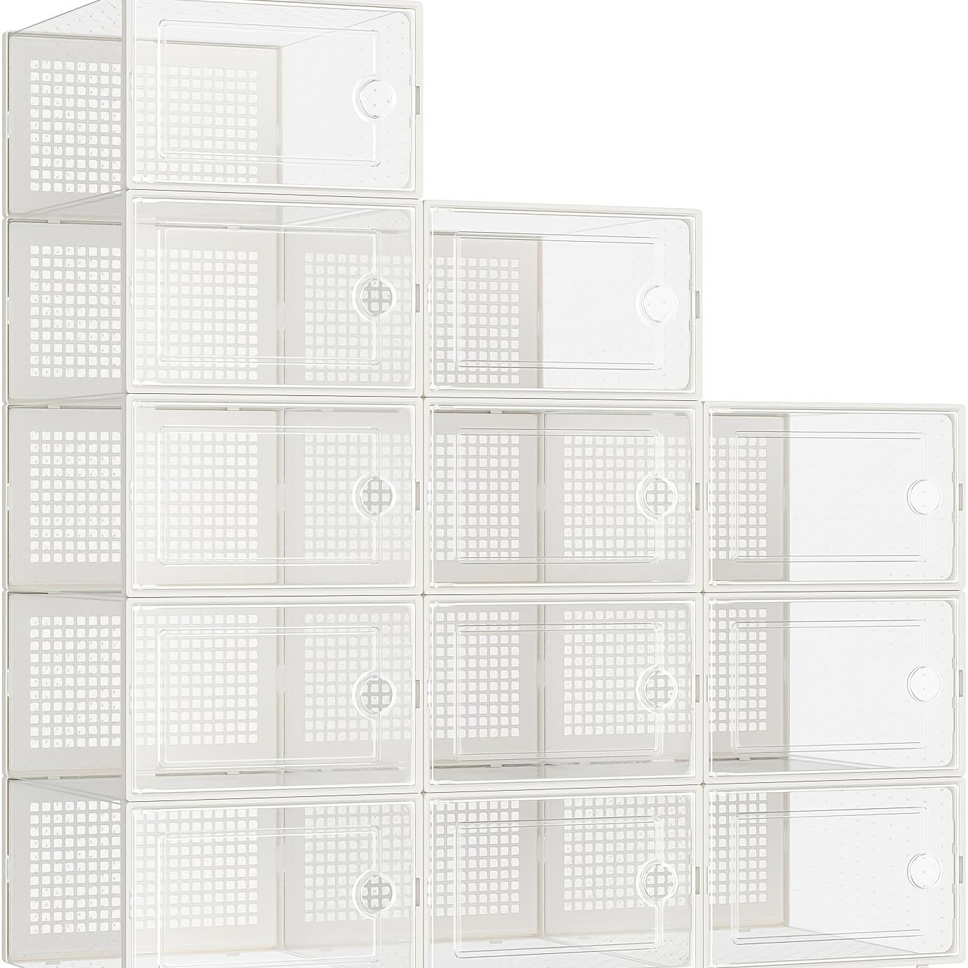 24-Pack Transparent Plastic Shoe Boxes with Lids, Foldable and Stackable Shoe Storage Bins Organiser - Waterproof, Space-Saving Shoe Storage for All Shoes, Multilayer Sneaker Display Racks - Suitable for Entryways, Bedrooms, Homes, and Dorms