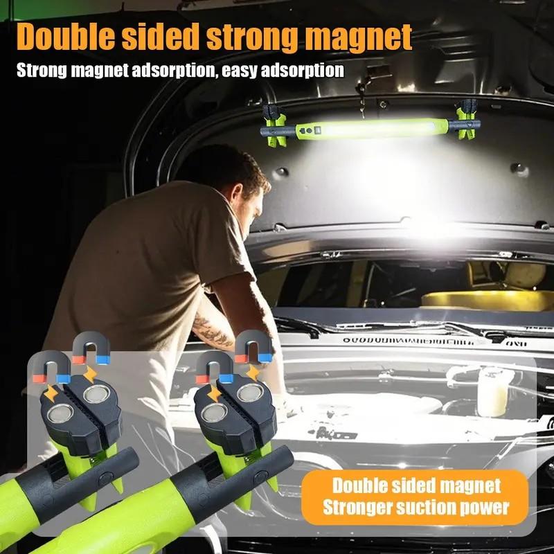 LED Rechargeable USB Work Light, Super Bright Strong Light with Magnetic Base and Hook, 3 Light Modes, Car Maintenance Tool, Portable Working Lights