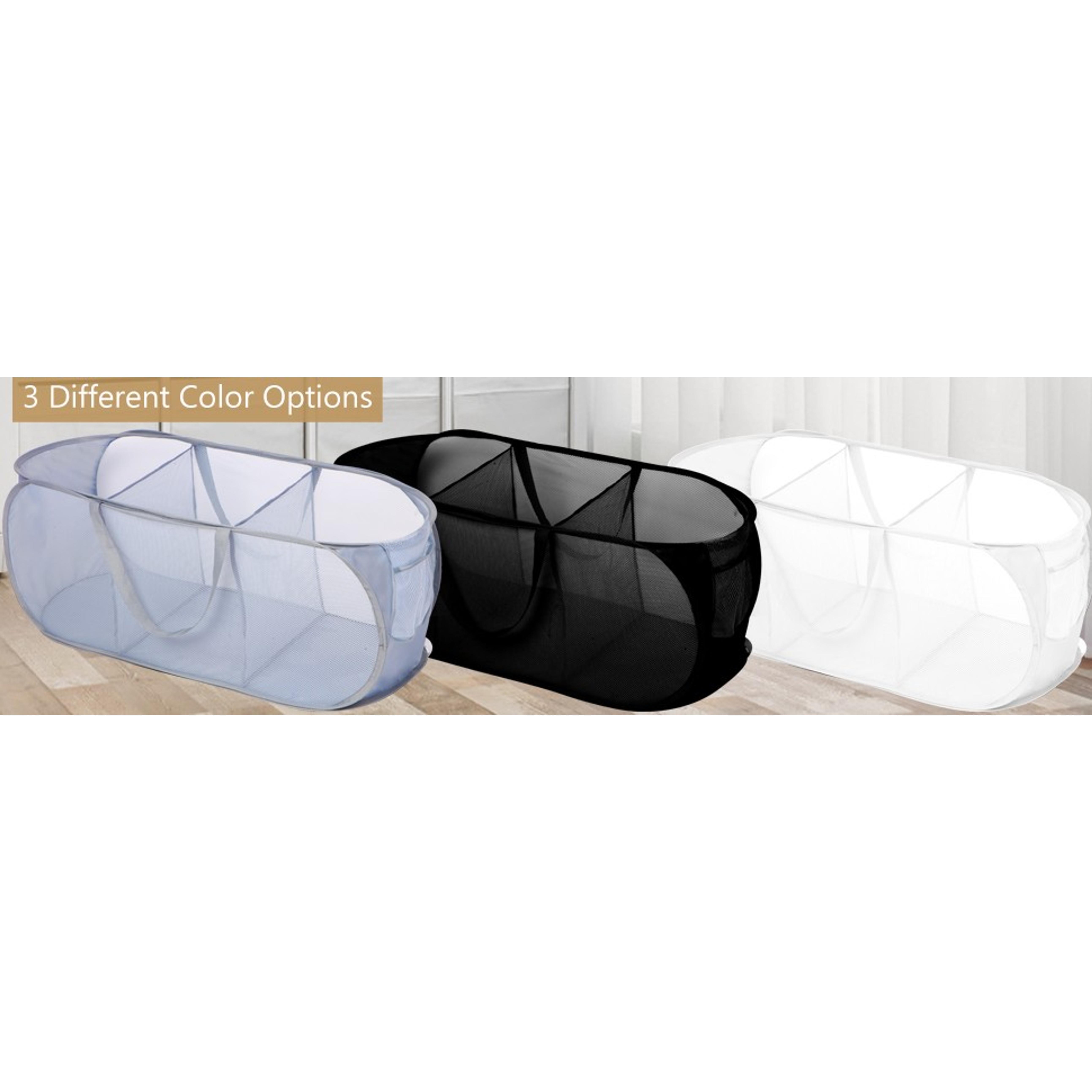 Collapsible Foldable Pop Up Laundry Hamper with 3 Compartments, Handy Pocket, Sturdy Clothes Sorter for Dorm, Kids Room, Travel - GreyGift