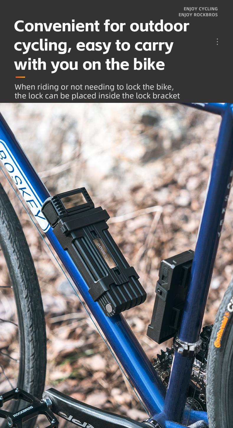 ROCKBROS Anti-Theft Folding Bike Lock,Bold Diameter 0.7cm,High-Strength ABS Material,Portable Folding Key Lock Bicycle Motorcycle Electric Vehicle