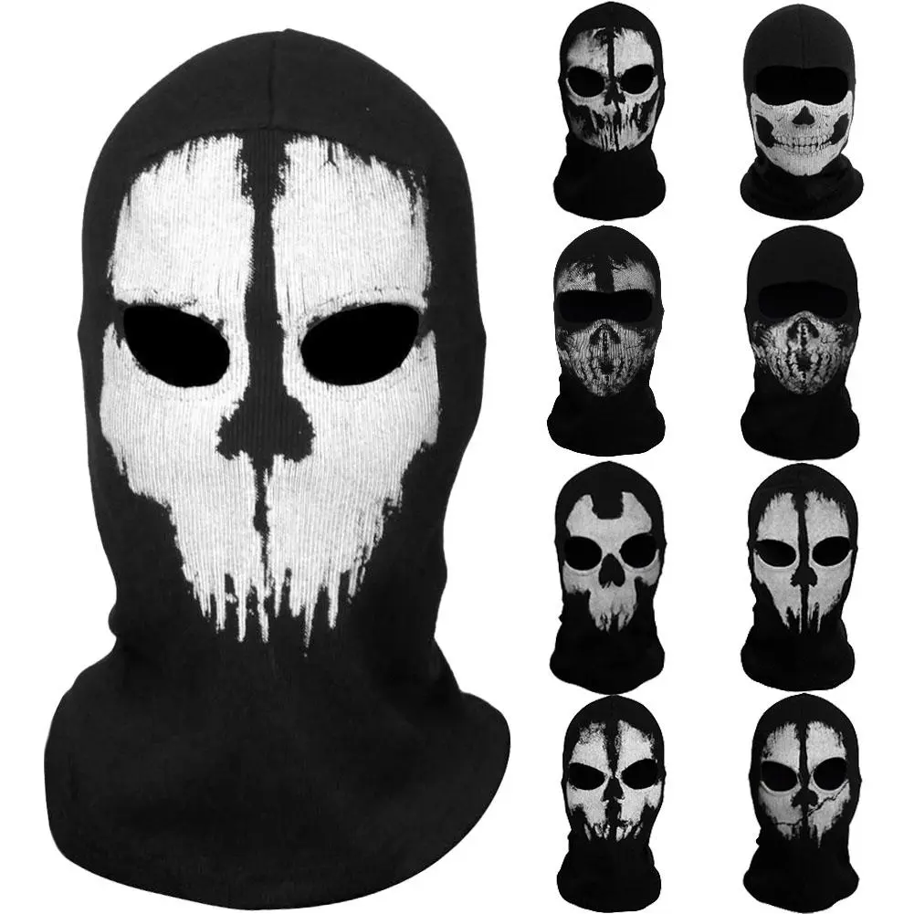 Skull Print Balaclava Soft Full Face Mask Windproof Face Cover Winter Neck Warmer for Ski Cycling Halloween Cosplay Outdoor Sports