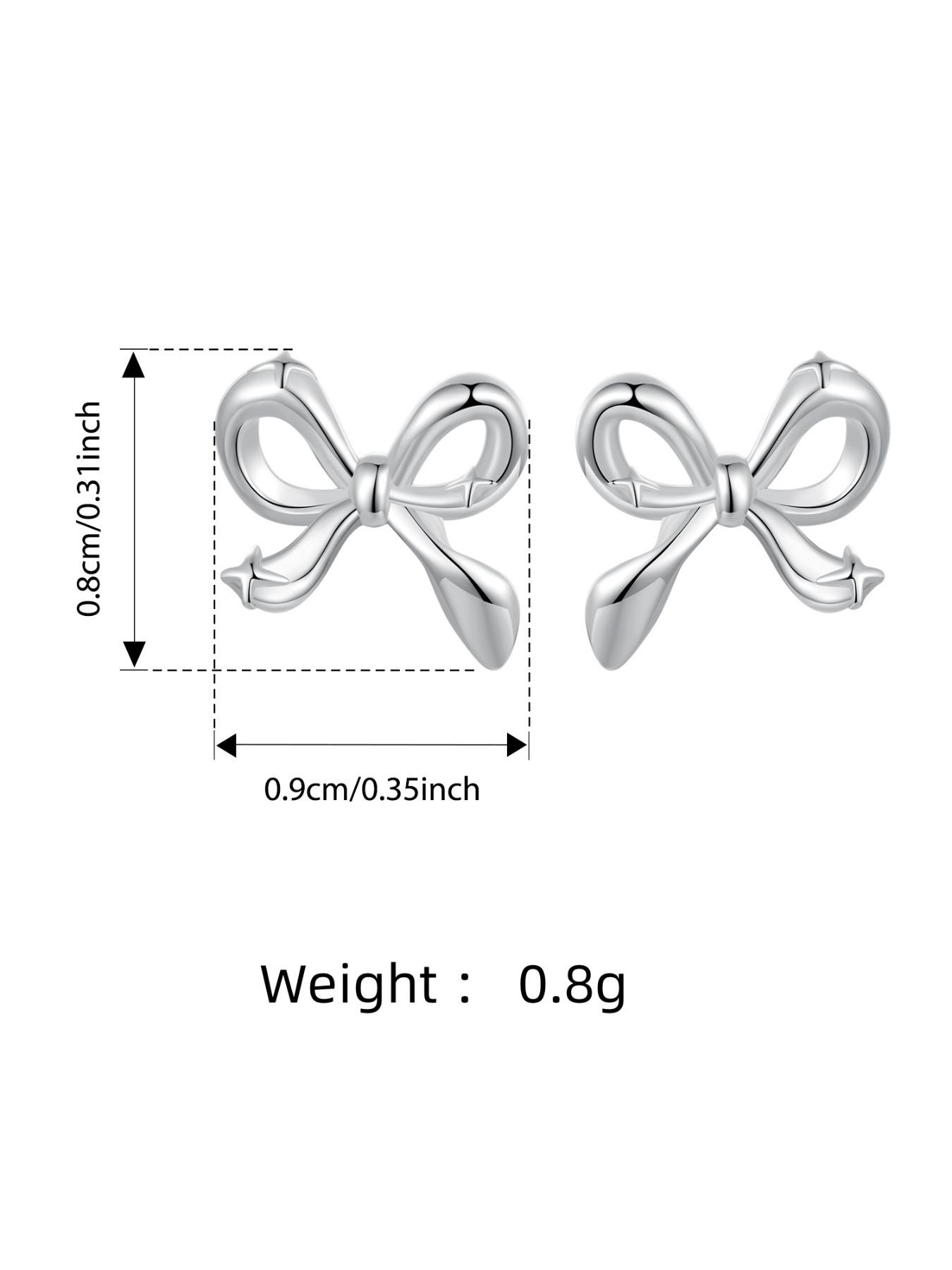 925 Sterling Silver Cute Bowknot Design Earrings, Stud Earrings, Fashionable Earrings for Women & Girls, Trendy All-match & Exquisite Jewelry for Birthday Gift